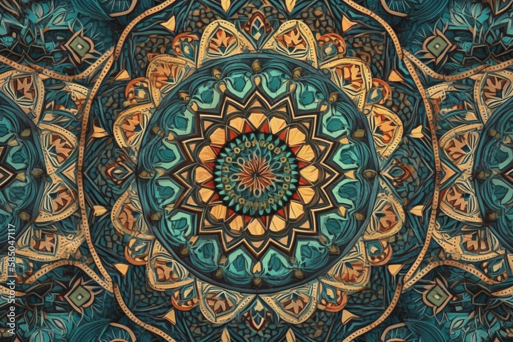 Arabic pattern background wallpaper illustration design. Intricate ornament decor with traditional arab textile decoration. Ai generated Arabic pattern background wallpaper illustration design. Intricate ornament decor with traditional arab textile decoration. Ai generated