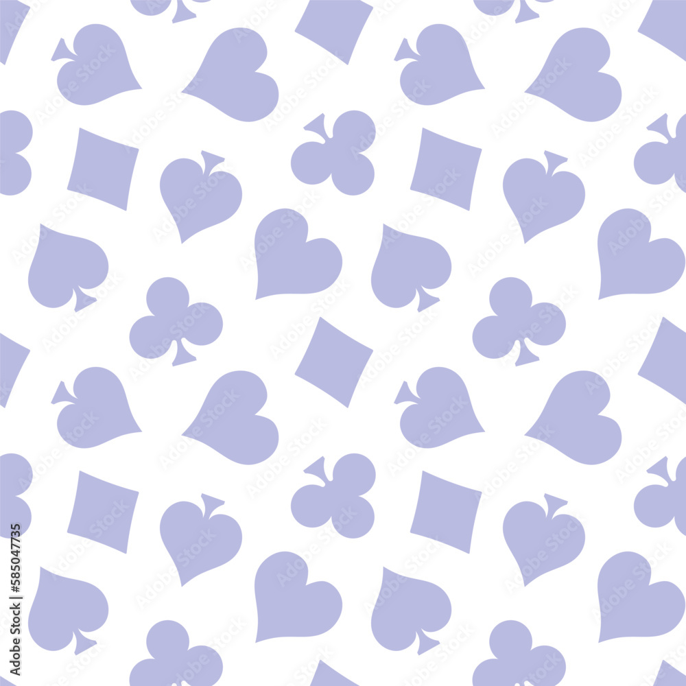 Fototapeta premium Seamless pattern with purple playing card symbols