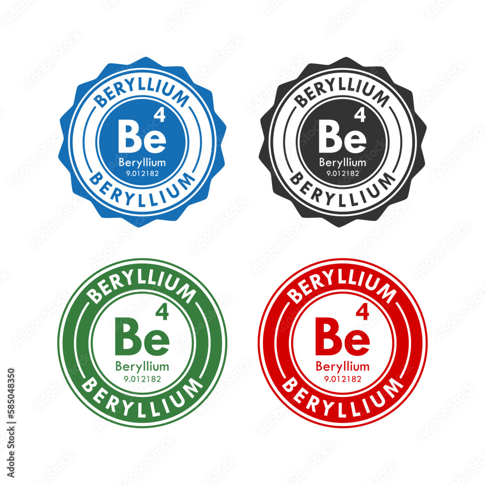 beryllium icon set. vector illustration in 4 colors options for web design