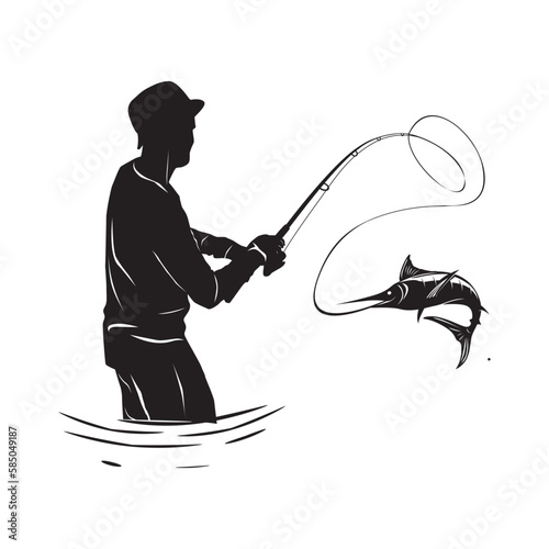 Fishing fishermen people vector illustration