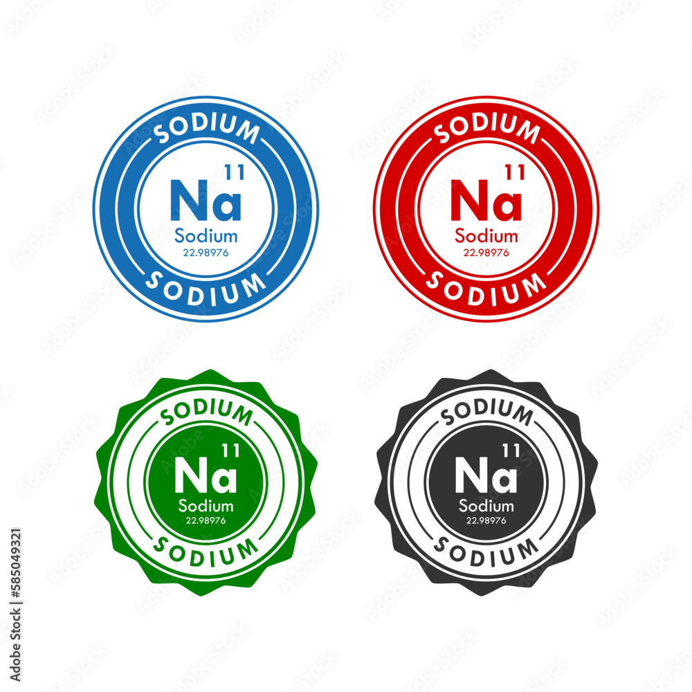 sodium icon set. vector illustration in 4 colors options for web design