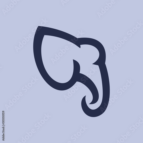 elephant simple line icon logo vector design, modern logo pictogram design of big ear mammoth with long trunk