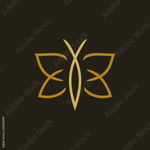 luxury gold butterfly logo vector design , abstract modern animal logo pictogram design of beautiful insect butterfly