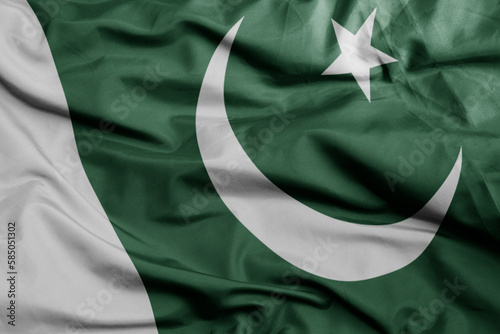 waving national flag of pakistan .macro shot. 3D illustration