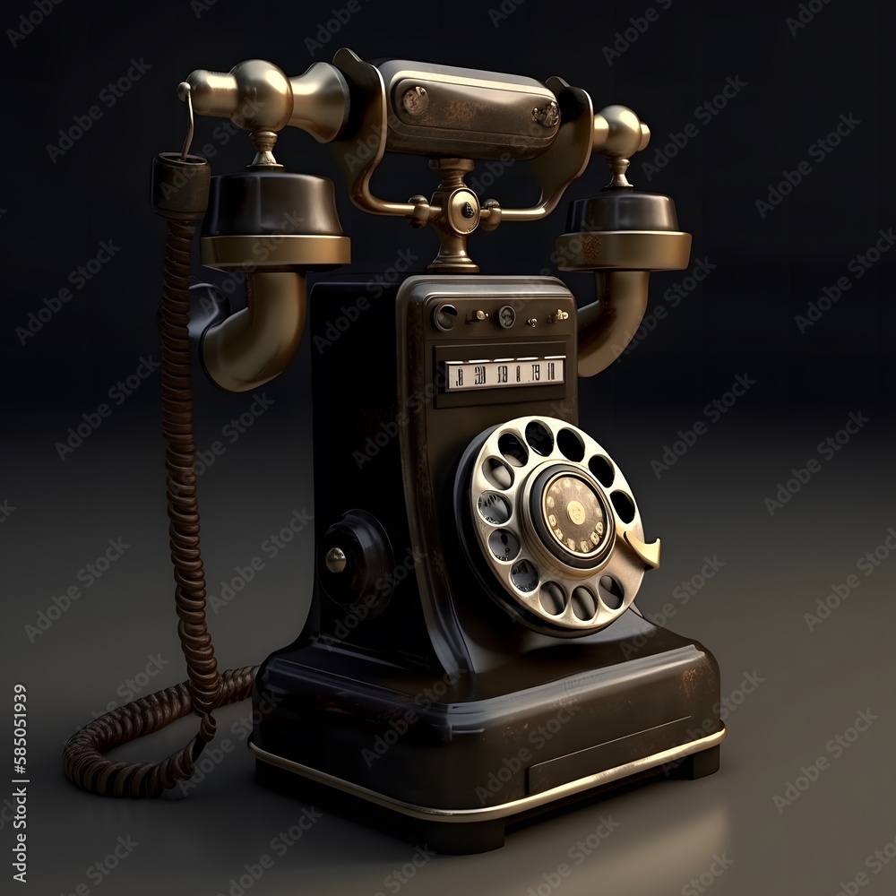 Old retro phone created with Generative AI technology.