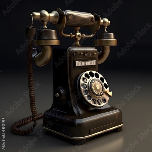 Old retro phone created with Generative AI technology.