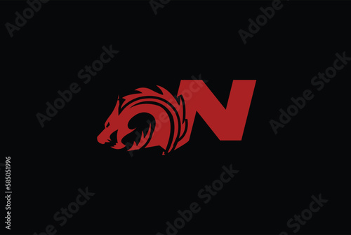 Creative and modern N letter logo design with dragon. N Logo Design, Initial N Logo template