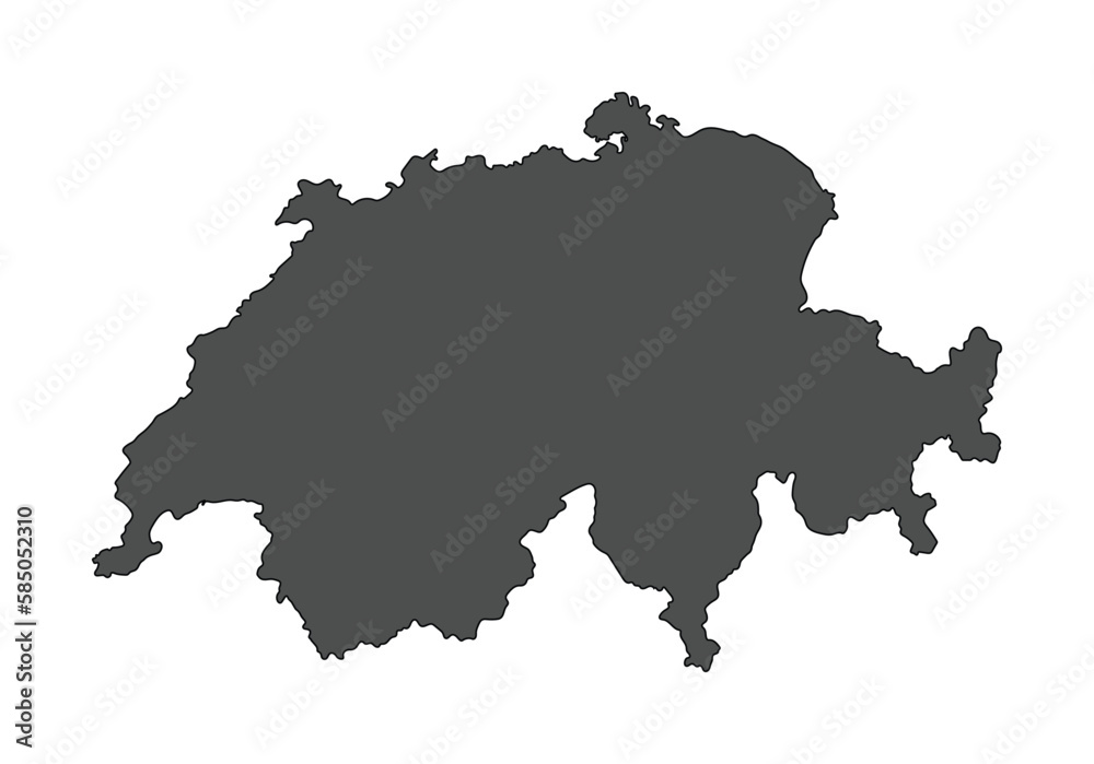 Switzerland map with grey black color and white background Switzerland map with grey black color and white background