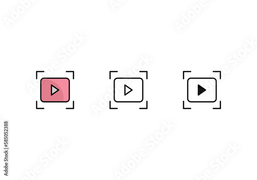 youtube icons set with 3 styles, vector stock illustration