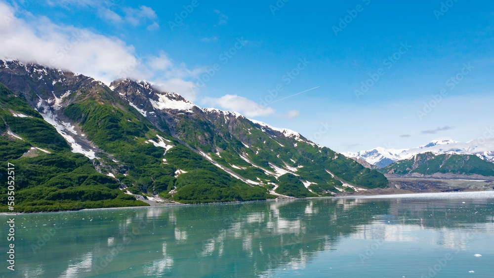 Glacier bay picturesque nature. Mountain coast natural landscape. Hubbard Glacier nature
