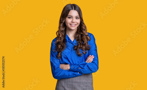 teen business girl in studio. teen business girl on background. photo of teen business girl.