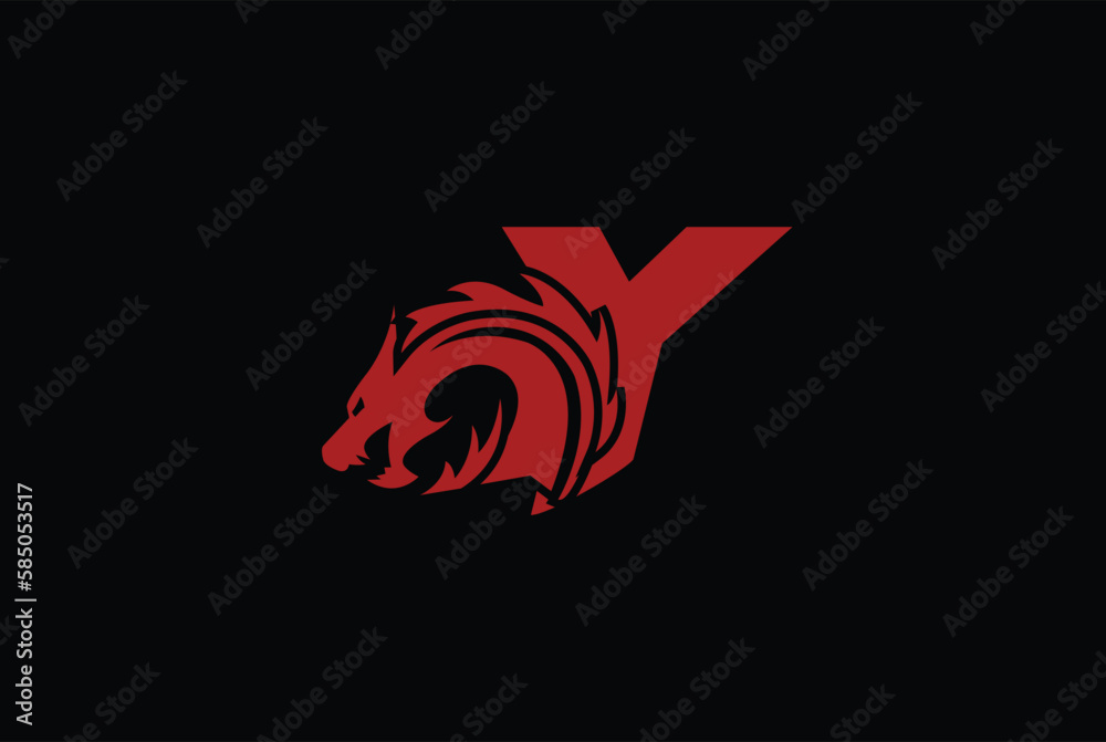 Obraz premium letter Y Gym and Fitness logo icon, gym and fitness logo with dragon.