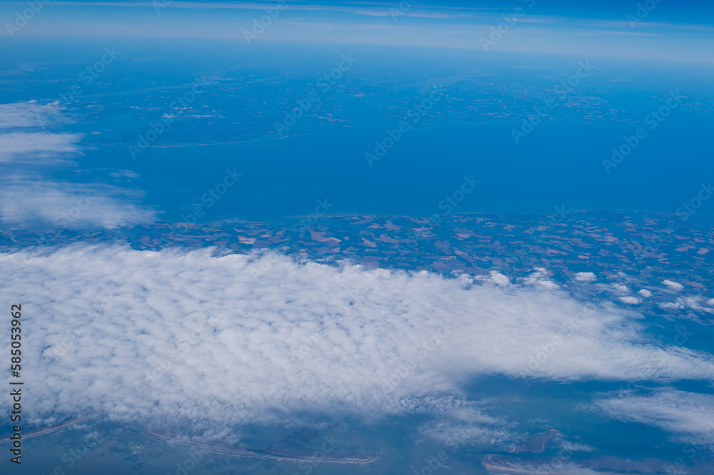 Scenic view from above. Birds-eye view. Aerial view. Elevated view.