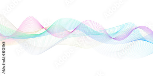 Abstract colorful blue, pink blend wave lines on transparent background. Modern colorful flowing wave lines and glowing moving lines. Futuristic technology and sound wave pattern.