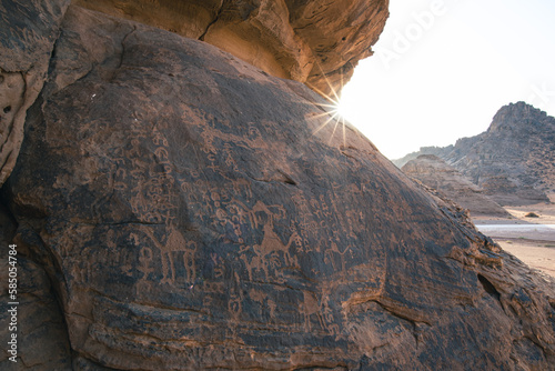 Prehistoric rock carvings at Jubbah, a Unesco World Heritage Site in Saudi Arabia