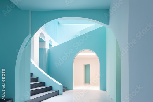 Inside architecture, baby blue, generative ai