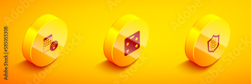 Set Isometric Air humidifier, Smart bathroom scales and Fingerprint icon. Vector