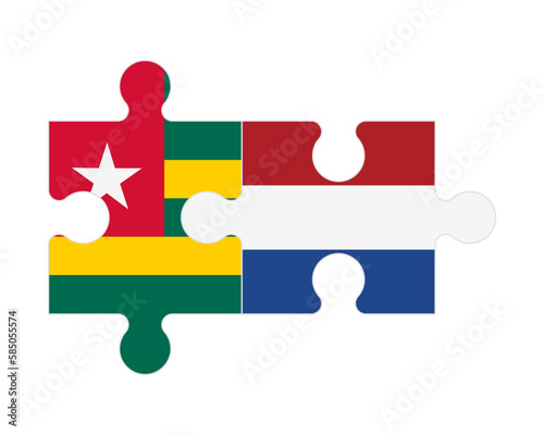 Puzzle of flags of Togo and Netherlands, vector