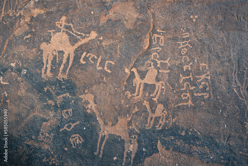 Prehistoric camel rock carvings at Jubbah, a Unesco World Heritage Site in Saudi Arabia
