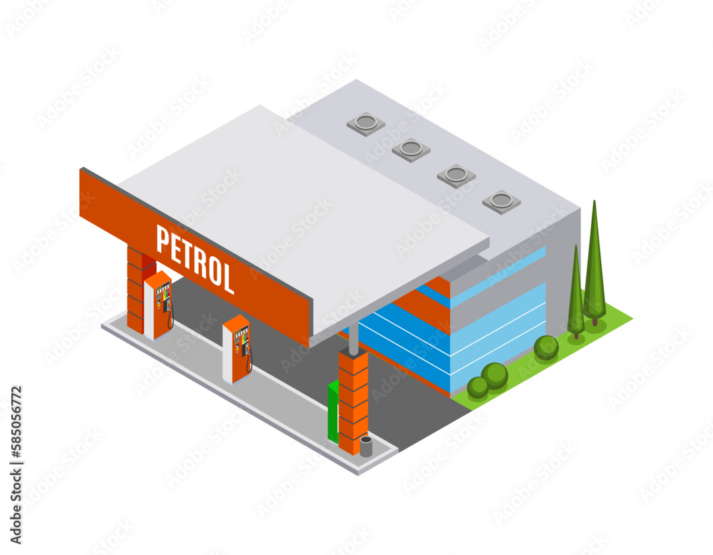 Isometric Petrol Station Isometric Petrol Station