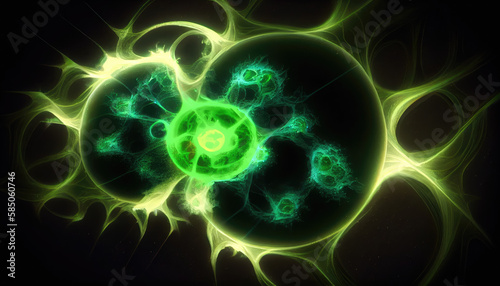 Green neon bacteria virus macro - By Generative AI