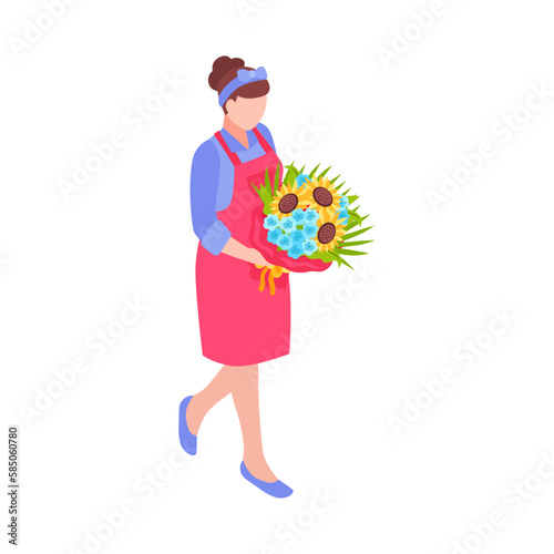 Isometric Florist Illustration