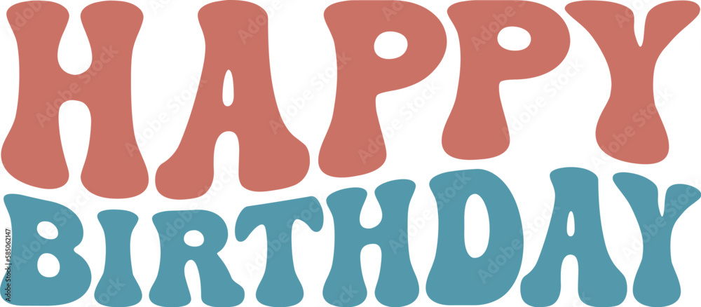Happy Birthday Retro Wavy SVG
