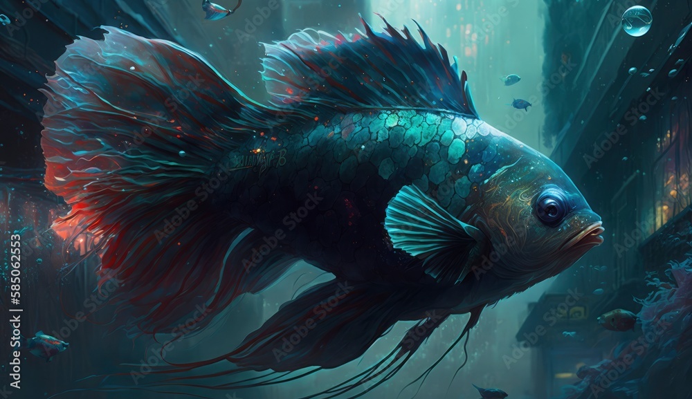 Beauty fantasy fighting fish art , Generative Ai Beauty fantasy fighting fish art , Generative Ai