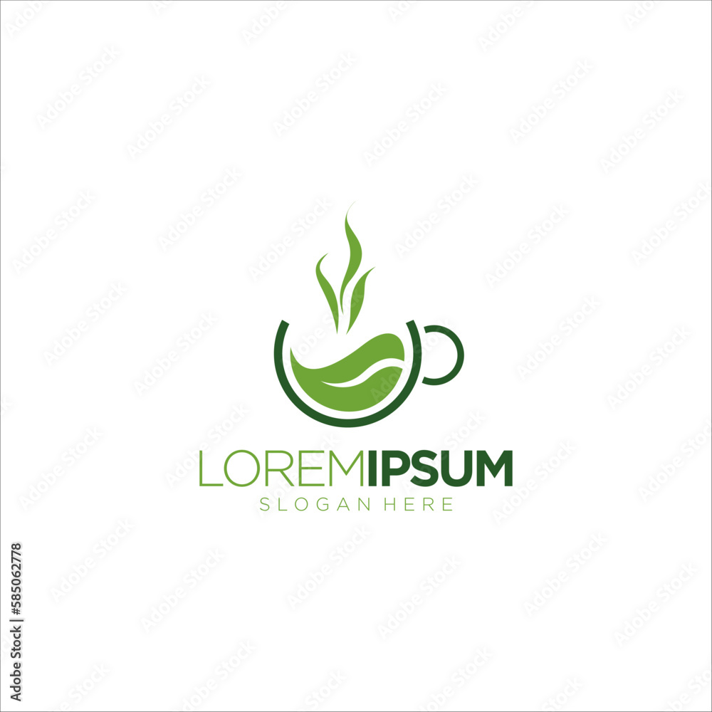Creative Coffee logo design Vector with leaf sign illustration template