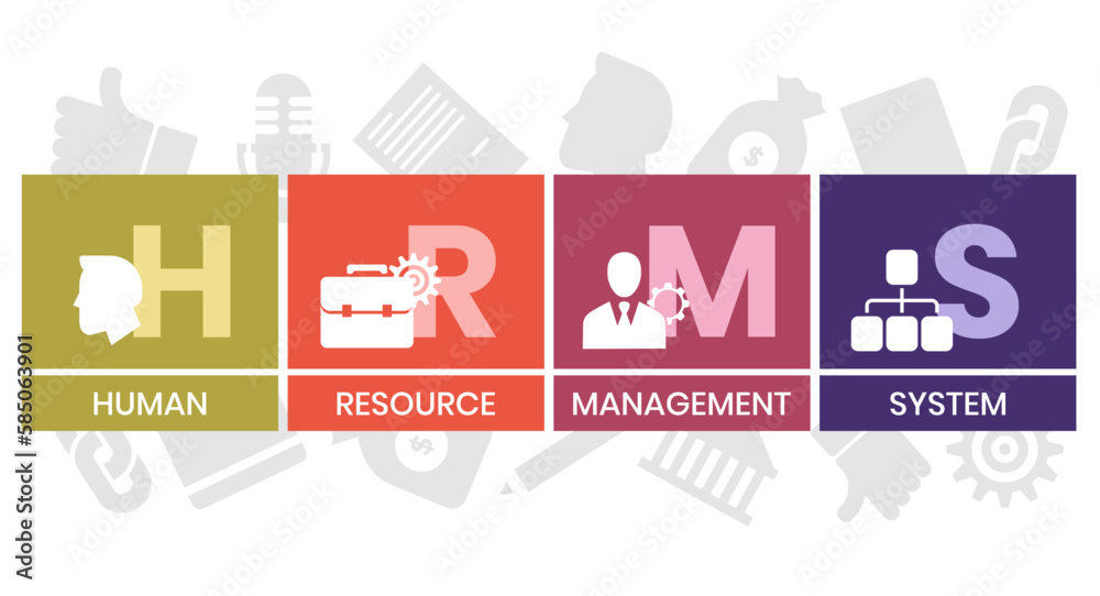 HRMS - Human Resource Management System acronym. business concept