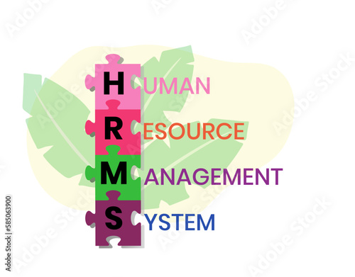 HRMS - Human Resource Management System acronym. business concept background. vector illustration concept with keywords and icons. lettering illustration with icons for web banner, flyer