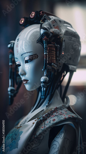 Cyberpunk Geisha Robot, Generative AI