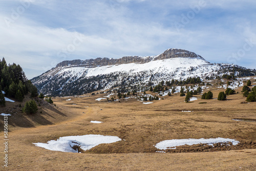 mountain landscape with view on the Montagnette, Combeau valley, Vercors, France