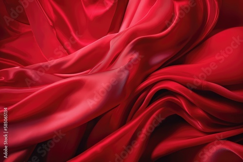 red silk abstract background, generative AI