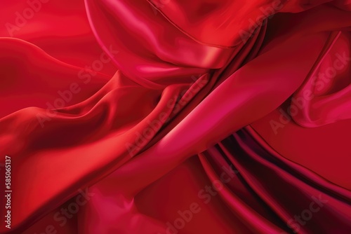 red silk abstract background, generative AI