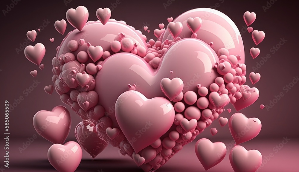 Sweet Pink hearts shape for Valentineâ€™s Day , Mother day or Wedding anniversary , Generative Ai