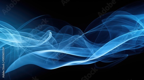 abstract blue smoky background, generative AI