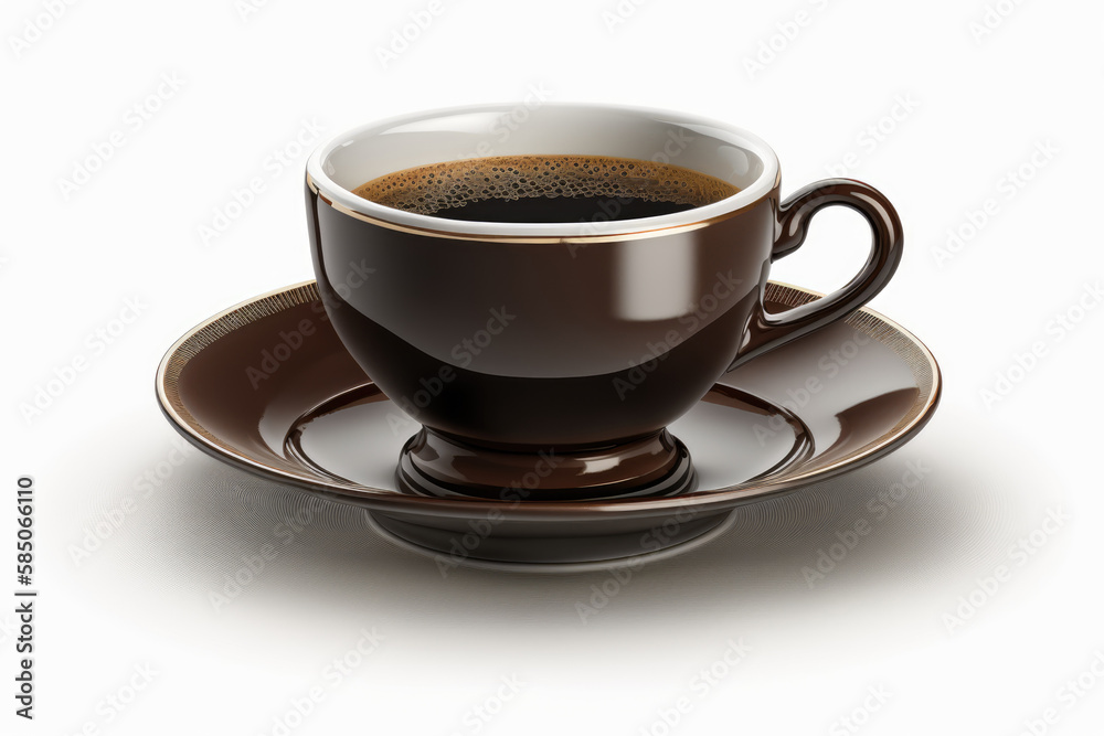 Coffee cup on white background. Brown ceramic Cup of coffee on a white table. Generative ai illustration Coffee cup on white background. Brown ceramic Cup of coffee on a white table. Generative ai illustration