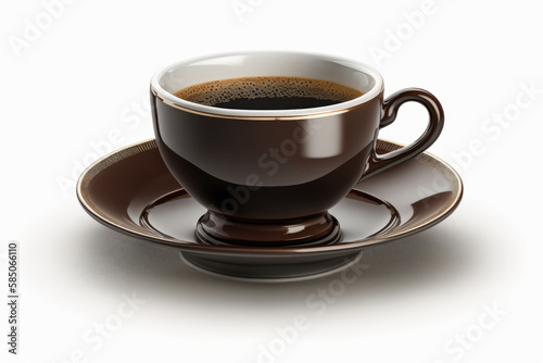 Coffee cup on white background. Brown ceramic Cup of coffee on a white table. Generative ai illustration