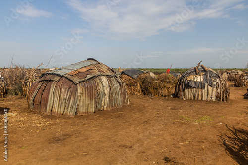 Daasanach tribe village near Omorate, Ethiopia photo