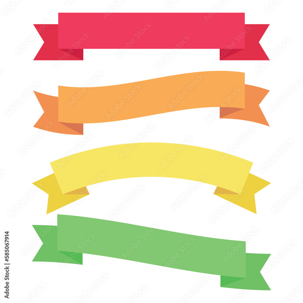 Colorful Vector Ribbon Banners collection. Set of colorful ribbons illustrations. Banner ribbon vector set