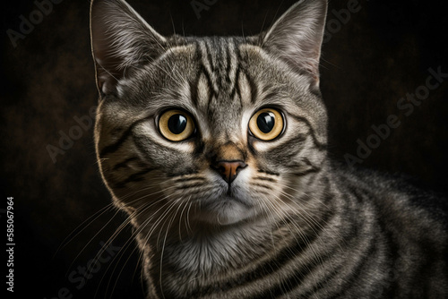 Stunning American Wirehair Cat on Dark Background - The Perfect Companion for Your Home