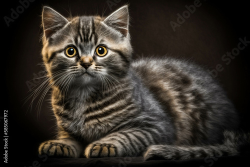 Stunning American Wirehair Cat on Dark Background - The Perfect Companion for Your Home © ThePixelCraft