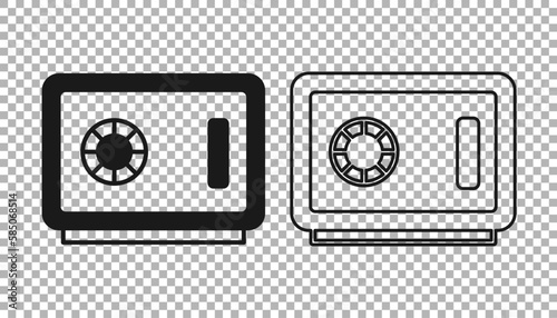 Black Safe icon isolated on transparent background. The door safe a bank vault with a combination lock. Reliable Data Protection. Vector