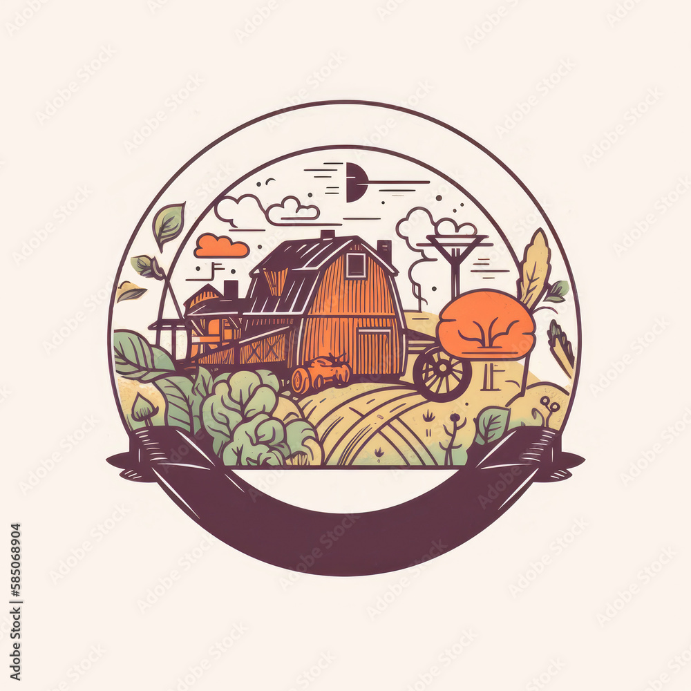 Food from farm to table concept logo  - Generative AI