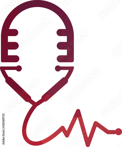 Medical podcast vector logo template. This design use stethoscope symbol. Suitable for health care news.