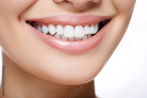 Dental health concept. Healthy woman teeth. Generative ai