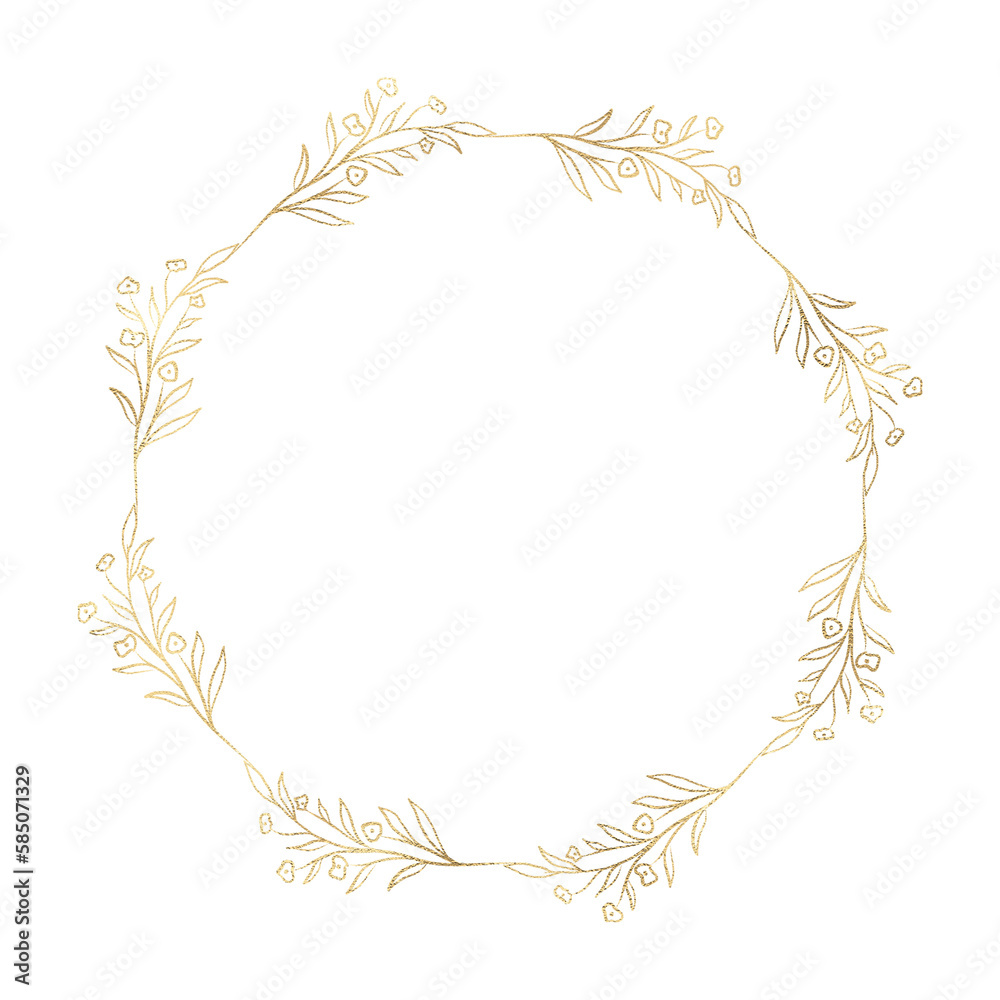 Floral gold wreath illustration