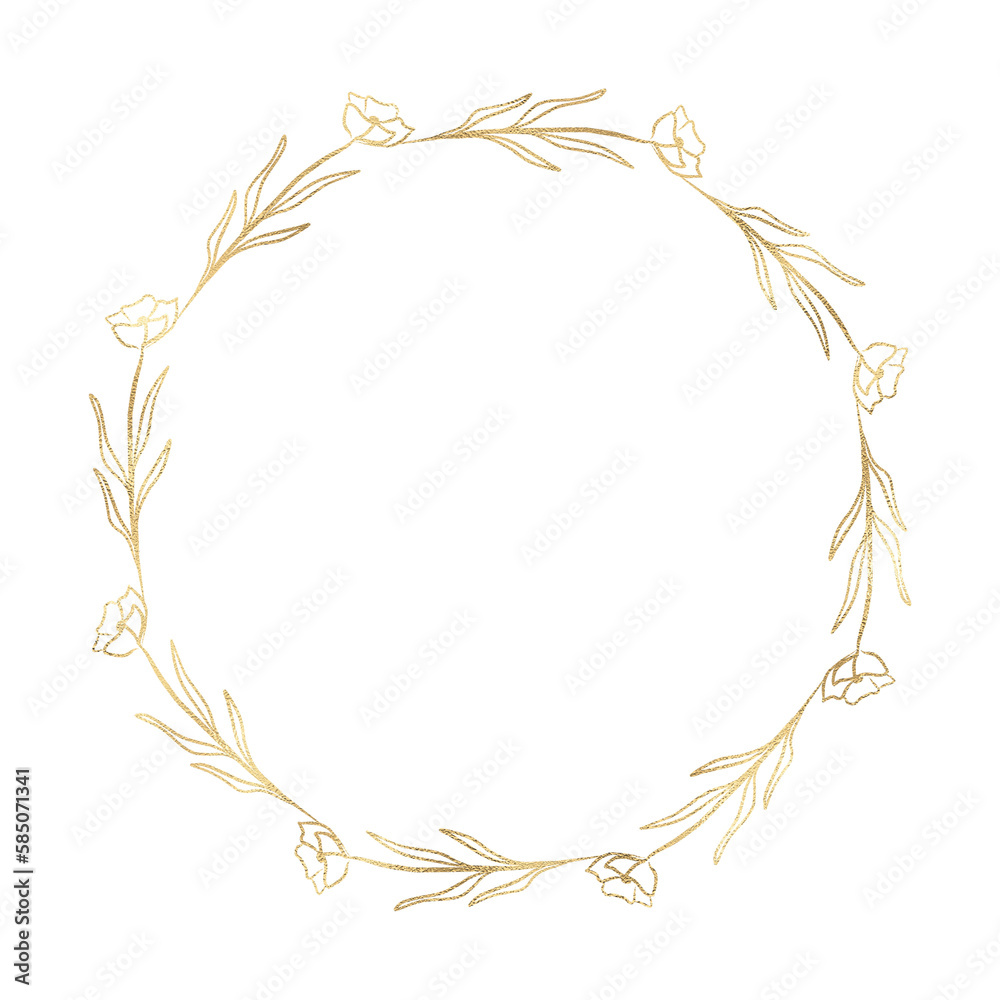 Floral gold wreath illustration Floral gold wreath illustration