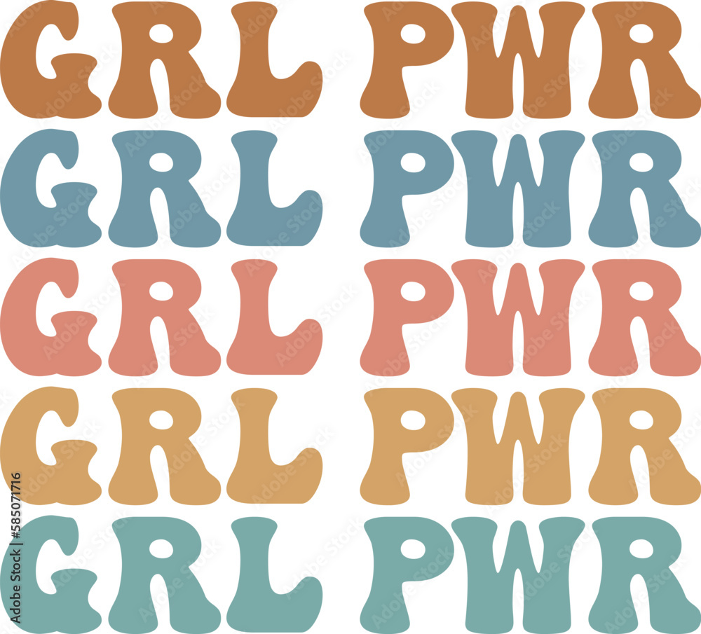 GRL PWR Girl Power Retro Wavy SVG